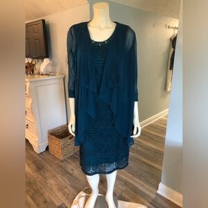 R & M Richards ladies dress, sz 8 teal green